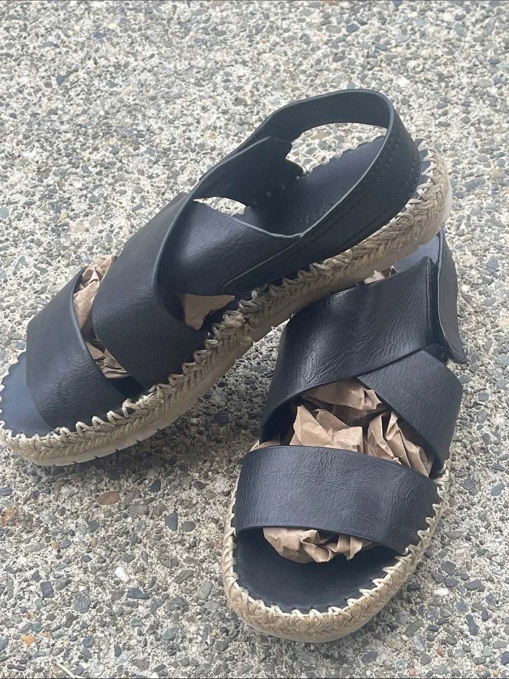 Vince Black Leather Crossband Espadrille Slingback Sandals